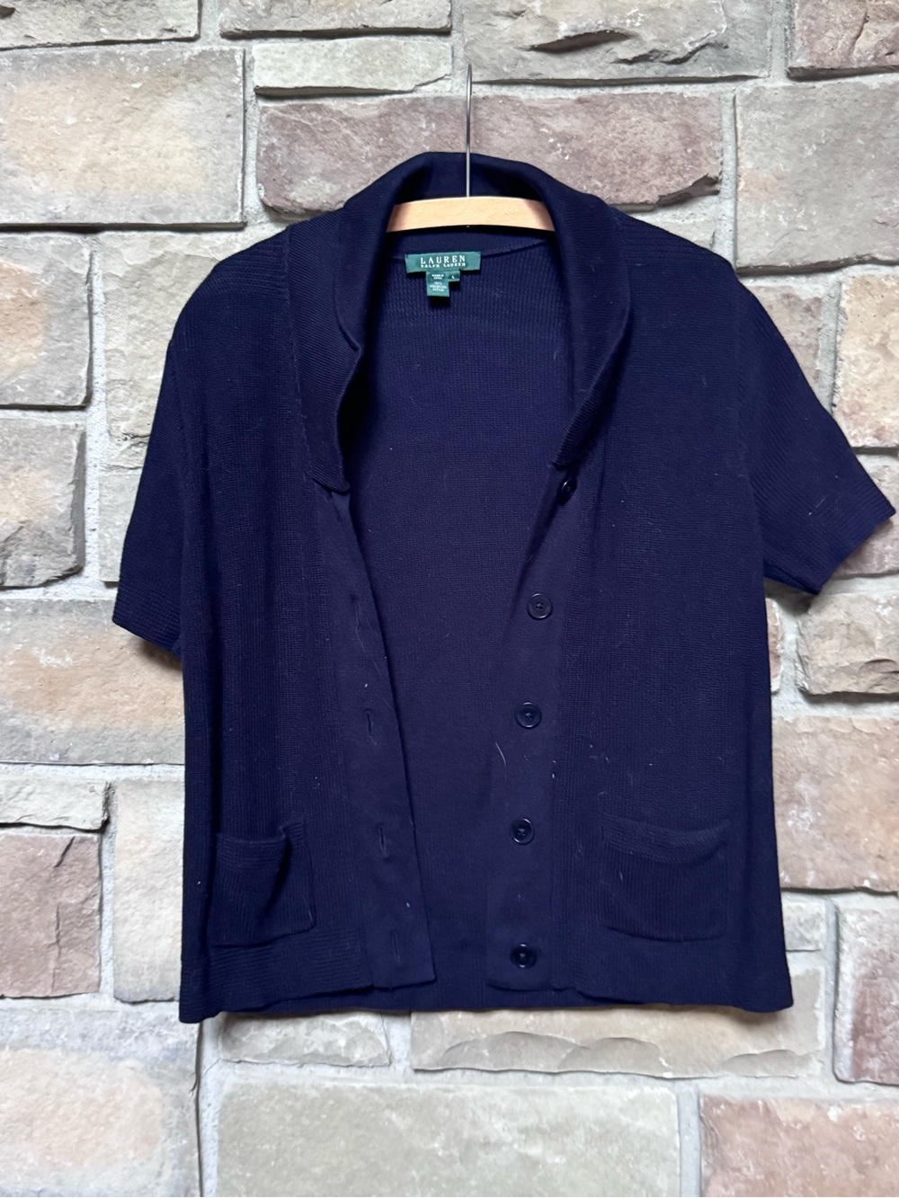 Ralph Lauren Navy Knit Short Sleeve Cardigan